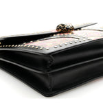 Calfskin Karung Studded Serpenti Forever Shoulder Bag Black Pink Multicolor