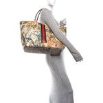 GG Supreme Monogram Water Flora Web Large Ophidia Tote Beige White Multicolor
