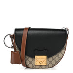 GG Supreme Monogram Calfskin Small Padlock Messenger Shoulder Bag Beige Black Cuir