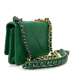 Lambskin Quilted Chanel 19 Wallet On Chain WOC Green