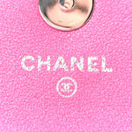 Patent Lambskin Quilted CC Hook Card Holder Pink