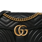 Calfskin Matelasse Small GG Marmont Shoulder Bag Black