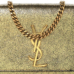 Metallic Calfskin Small Classic Monogram Kate Tassel Satchel Gold