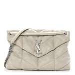 Lambskin Quilted Medium Loulou Puffer Monogram Chain Satchel Crema Soft