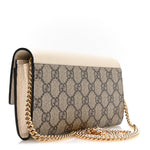 Dollar Calfskin GG Supreme Monogram Petite GG Marmont Wallet Chain Bag Mystic White Beige Ebony