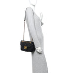 Calfskin Matelasse Small GG Marmont Shoulder Bag Black