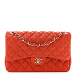 Lambskin Quilted Jumbo Double Flap Red