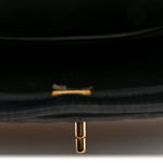 Shiny Lambskin Quilted Half Mini Flap Black Beige