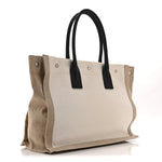 Linen Calfskin Small Rive Gauche Tote Greggio Natural