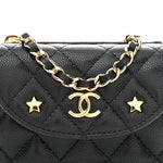 Caviar Quilted Clutch With Chain Black