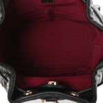 Lambskin Quilted Double Pocket Drawstring Backpack Black