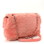 Lambskin Calfskin Mixed Fibers Quilted Medium Flap Orange