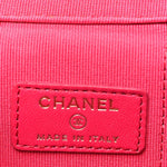 Lambskin Quilted Mini Top Handle Vanity Case With Chain Dark Pink