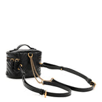 Calfskin Matelasse Chevron Mini GG Marmont Top Handle Bag Black