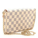 Damier Azur Pochette Felicie Chain Wallet Rose Ballerine