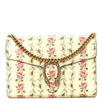 Calfskin Floral Print Mini Dionysus Chain Wallet Ivory Pink