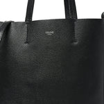 Grained Calfskin Small Vertical Cabas Black