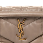 Lambskin Quilted Small Loulou Puffer Monogram Chain Satchel Dark Beige