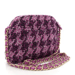 Tweed Quilted Mini Clutch With Chain Purple