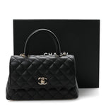 Caviar Quilted Mini Coco Handle Flap Black