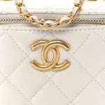 Calfskin Quilted Mini Perfect Fit Vanity Case With Chain White