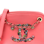 Lambskin Crystal Strass Mania Camera Case Pink