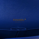 Lambskin Chevron Quilted Jumbo Double Flap Navy Blue