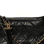Aged Calfskin Quilted Small Gabrielle Logo Hobo Black