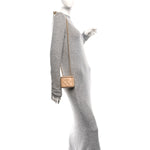 Lambskin Quilted Pearl Crush Mini Vanity Case With Chain Beige