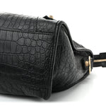 Calfskin Crocodile Embossed Giant 12 Gold Hardware City Black