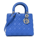 Lambskin Cannage Medium Lady Dior Blue Persan