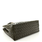 Nappa Intrecciato Medium Andiamo Shoulder Bag Kaki
