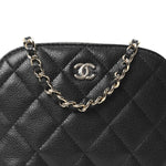 Caviar Quilted Classic Clutch With Chain Black