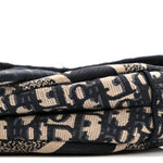 Oblique Embroidered Saddle Bag Blue