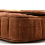 Suede Matelasse Quilted Chain Shoulder Bag Brown