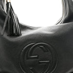 Pebbled Calfskin Medium Soho Chain Hobo Black