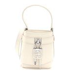 Box Calfskin Micro Shark Lock Bucket Bag White