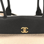 Grained Calfskin Boucle Urban Essentials Small Shopping Bag Black Ivory