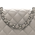 Lambskin Quilted Mini Square Flap Grey