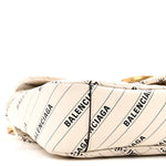 X BALENCIAGA Calfskin Matelasse Logo Print Small GG Marmont Shoulder Bag White