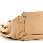 Lambskin Stitched Accordion Flap Tote Beige
