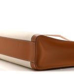 Canvas Calfskin Small Vertical Cabas Natural Tan