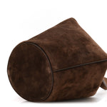 Suede Calfskin Mini Lotus Tote  Dark Brown