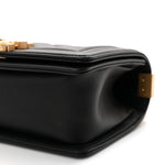 Calfskin Quilted Small Boy Flap Black