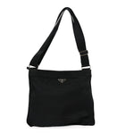 Nylon Flat Messenger Bag Black