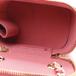 Lambskin Quilted Pearl Crush Mini Vanity Case With Chain Dark Pink