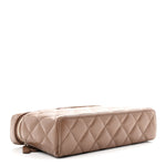 Caviar Quilted Top Handle Slim Vanity With Chain Dark Beige