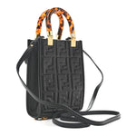 Vitello Plexiglass FF Embossed Mini Fendi Sunshine Shopper Tote Black