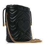 Calfskin Matelasse Mini GG Marmont 2.0 Bucket Bag Black