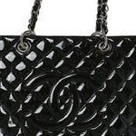 Patent Quilted Grand Shopping Tote GST Black